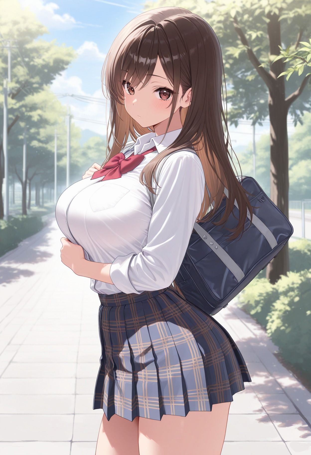 巨乳女子校生  子宮直撃連続中出し - サンプル画像 1