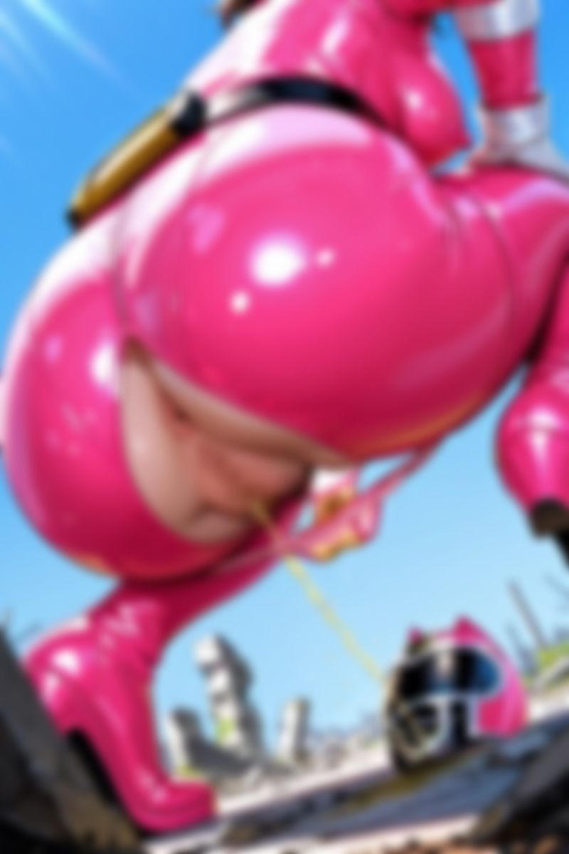 戦隊ヒロイン・極限の野外放尿。激闘の合間に理性に屈した背徳の瞬間。 - サンプル画像 3