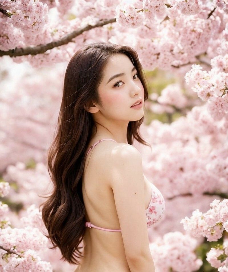 【美女名録】vol2.22  200枚  桜色のビキニ ？ Cherry Blossom Bikini Photo Book  【AIグラビア写真集】 - サンプル画像 2