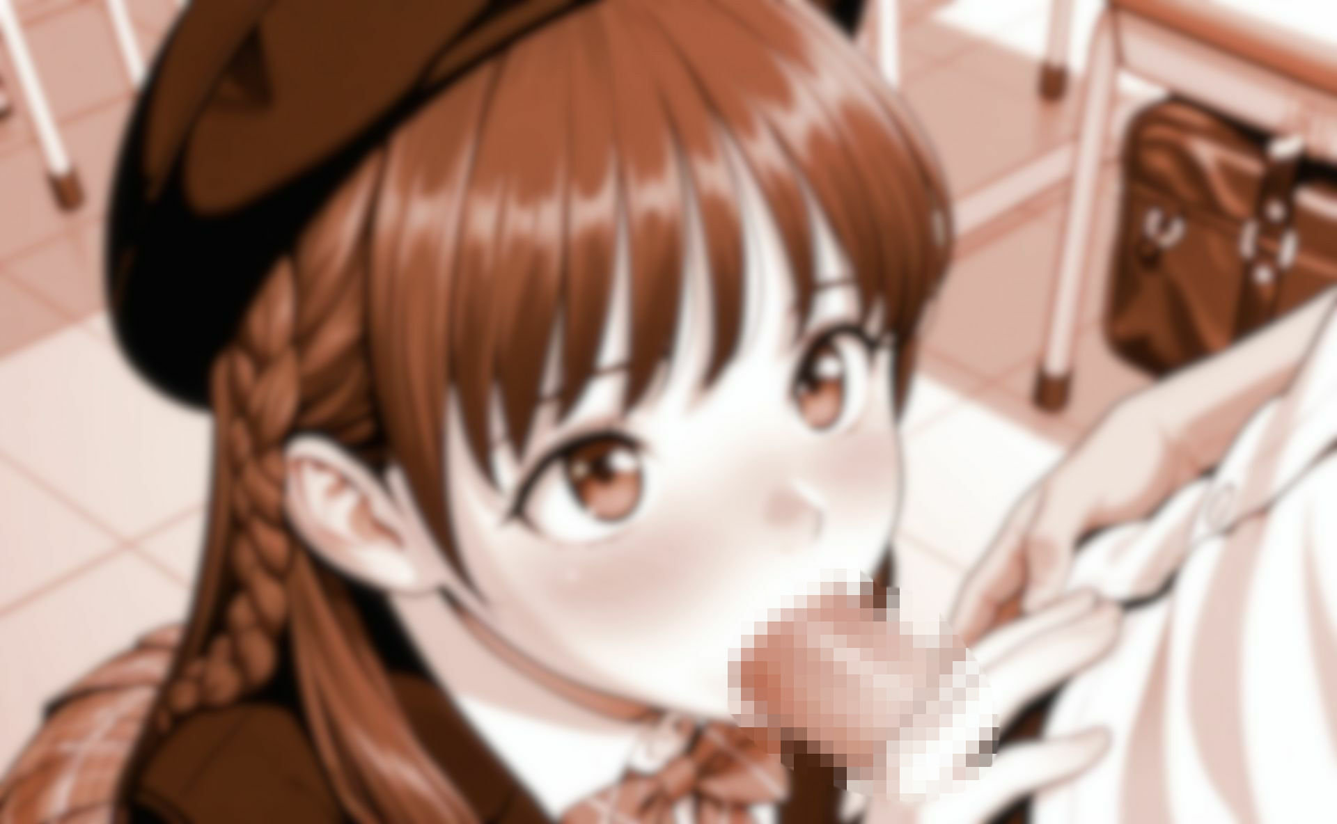 ベレー帽を被った女子〇生の縞パンとフェラ - サンプル画像 9