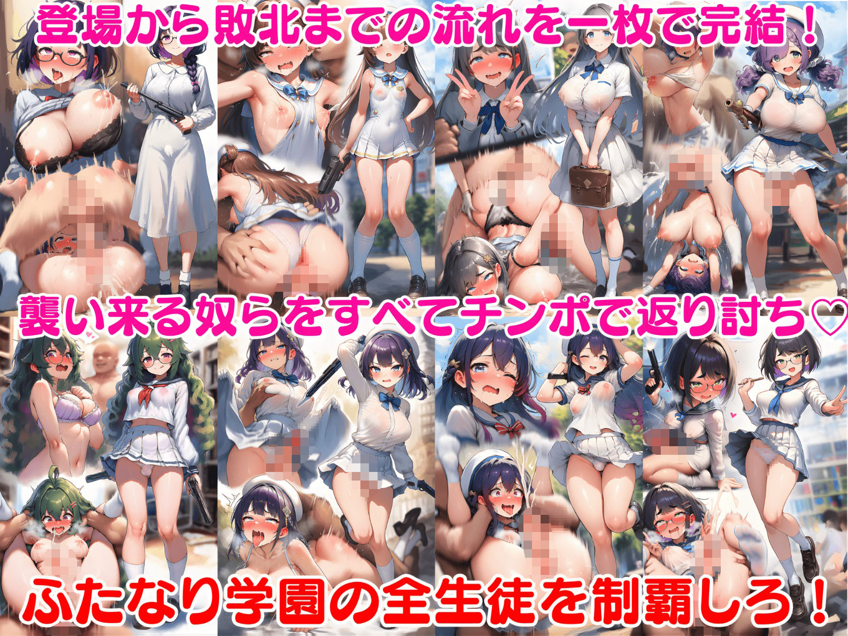 ふたなり即堕ち学園 〜生意気ふたなりJK達をオスチンポでわからせろ〜 - サンプル画像 5