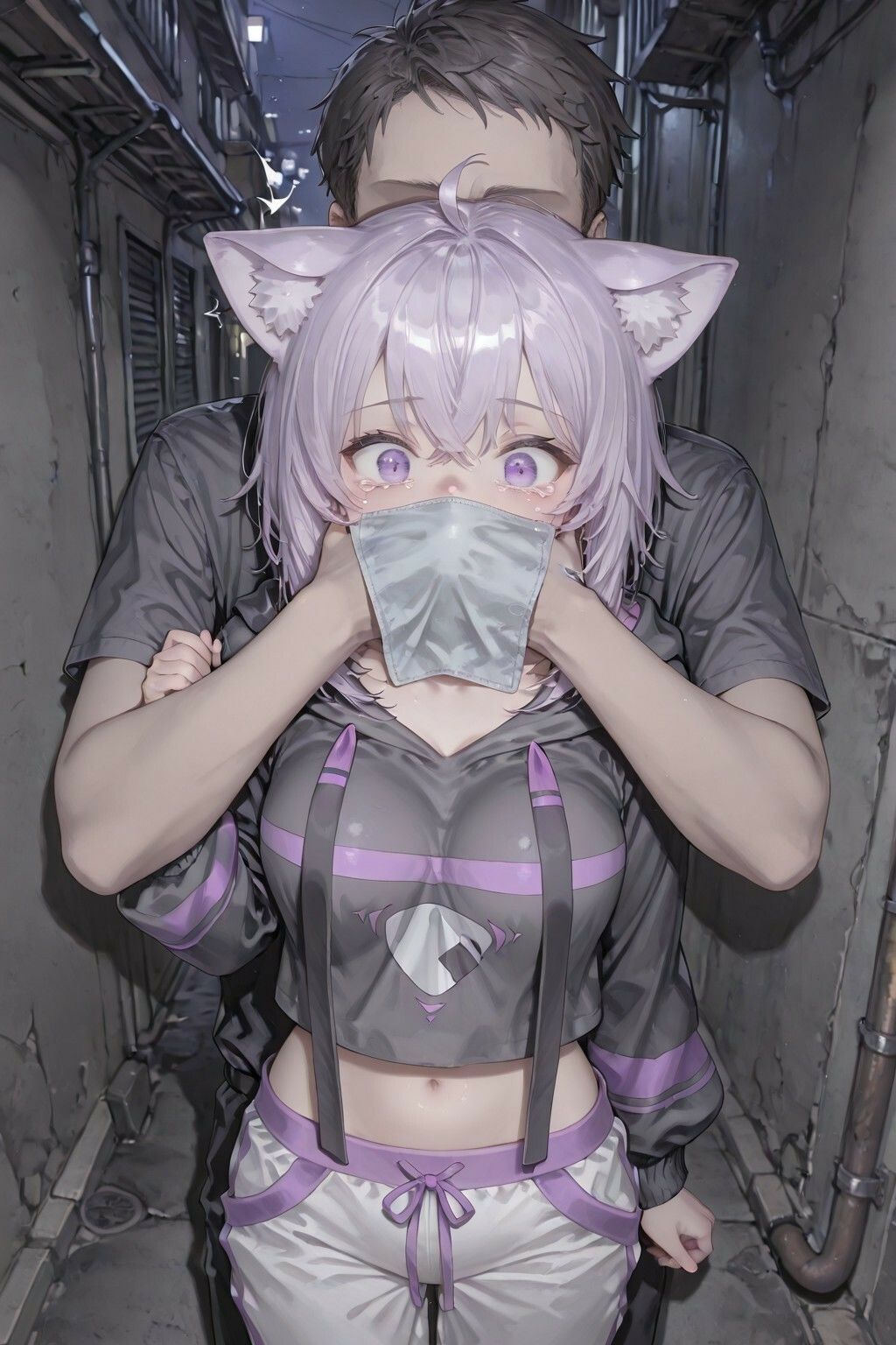 猫又お〇ゆの路地裏拘束レ〇プ - サンプル画像 1