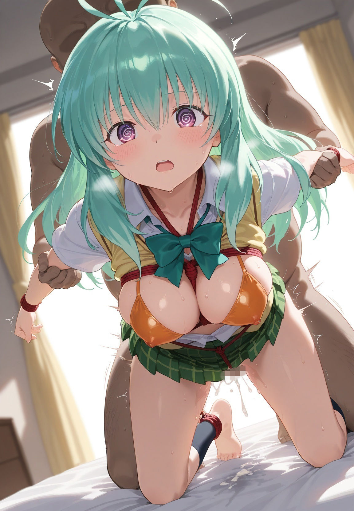 種付けおじさんの言いなり指示待ち系洗脳アプリで拘束固定され強●中出し調教されて完堕ち T〇LOVEる - サンプル画像 6