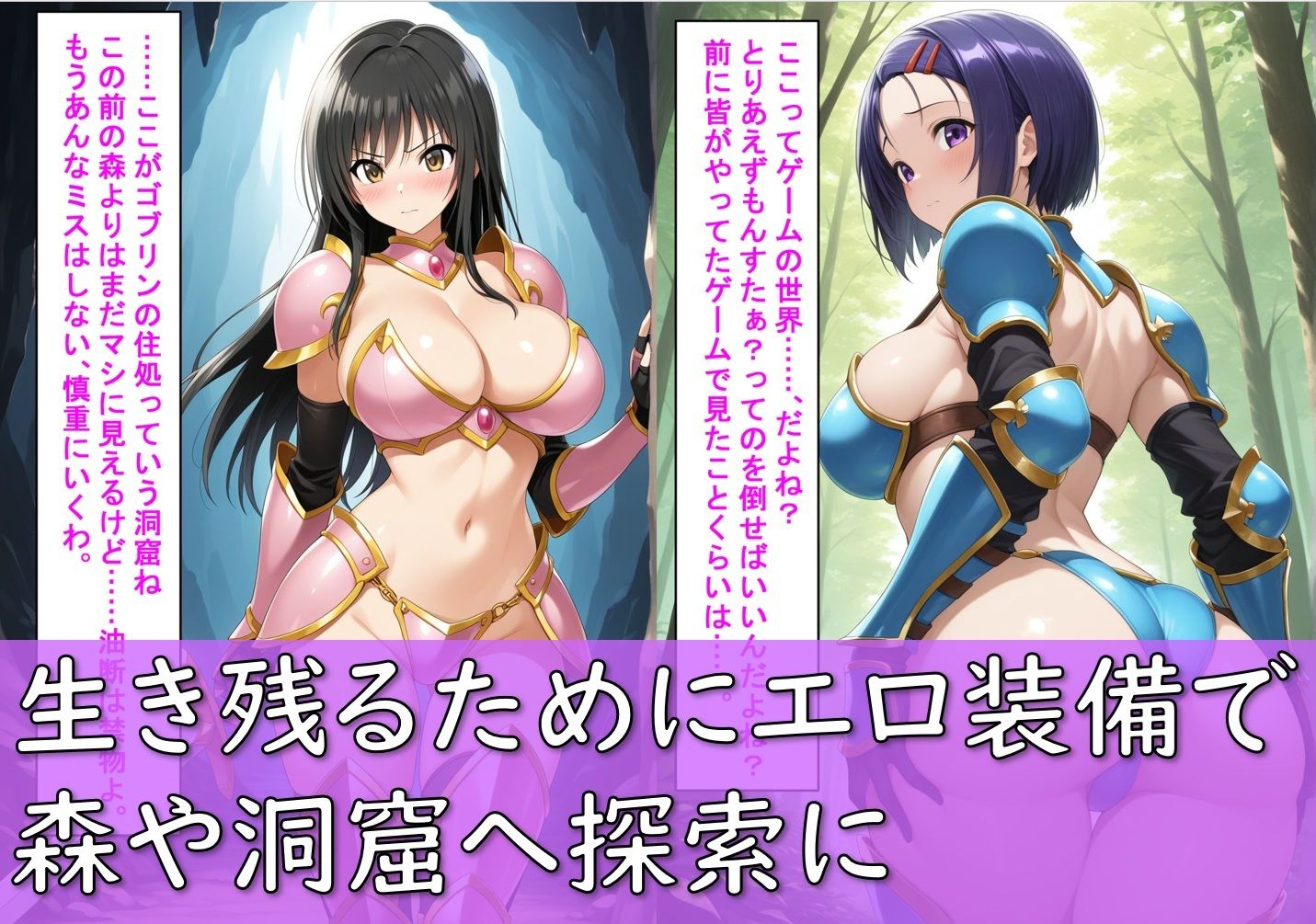 古〇川唯と西〇寺春菜がビキニアーマーで敗北する話 - サンプル画像 3