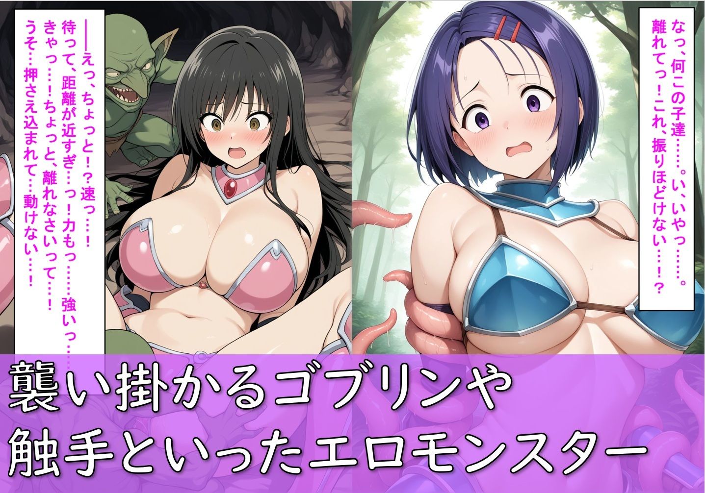 古〇川唯と西〇寺春菜がビキニアーマーで敗北する話 - サンプル画像 4