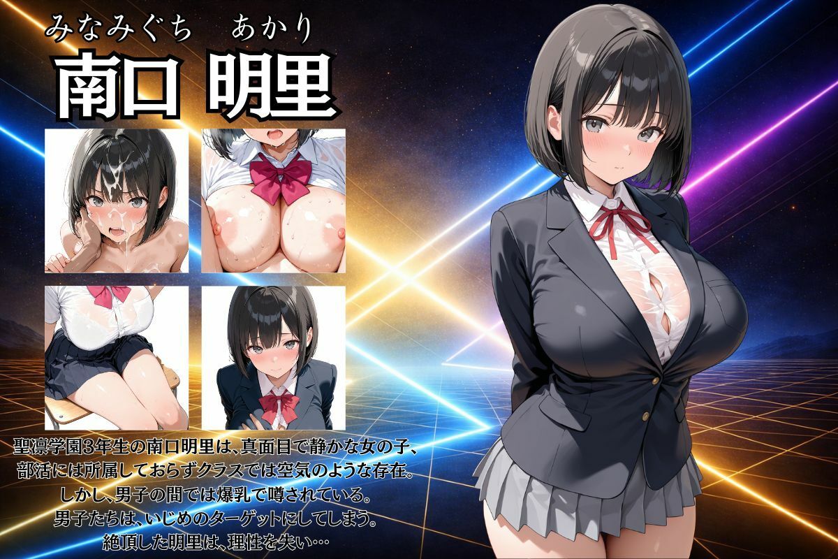 黒髪ボブカットの爆乳JK 南口明里。可愛過ぎたので皆んなで犯しまくってみた - サンプル画像 1