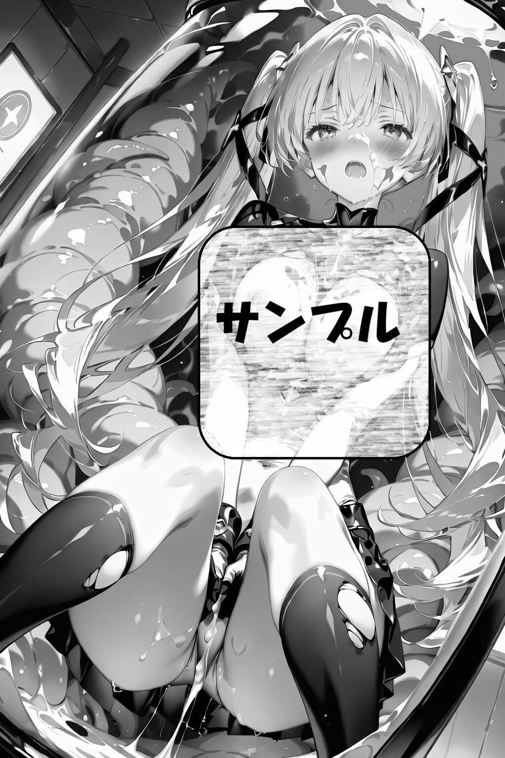 触手に囚われた金髪ツインテール変身ヒロイン - サンプル画像 1