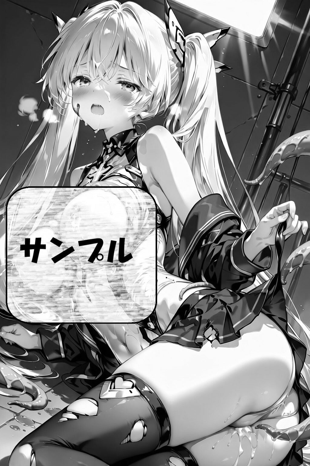 触手に囚われた金髪ツインテール変身ヒロイン - サンプル画像 2