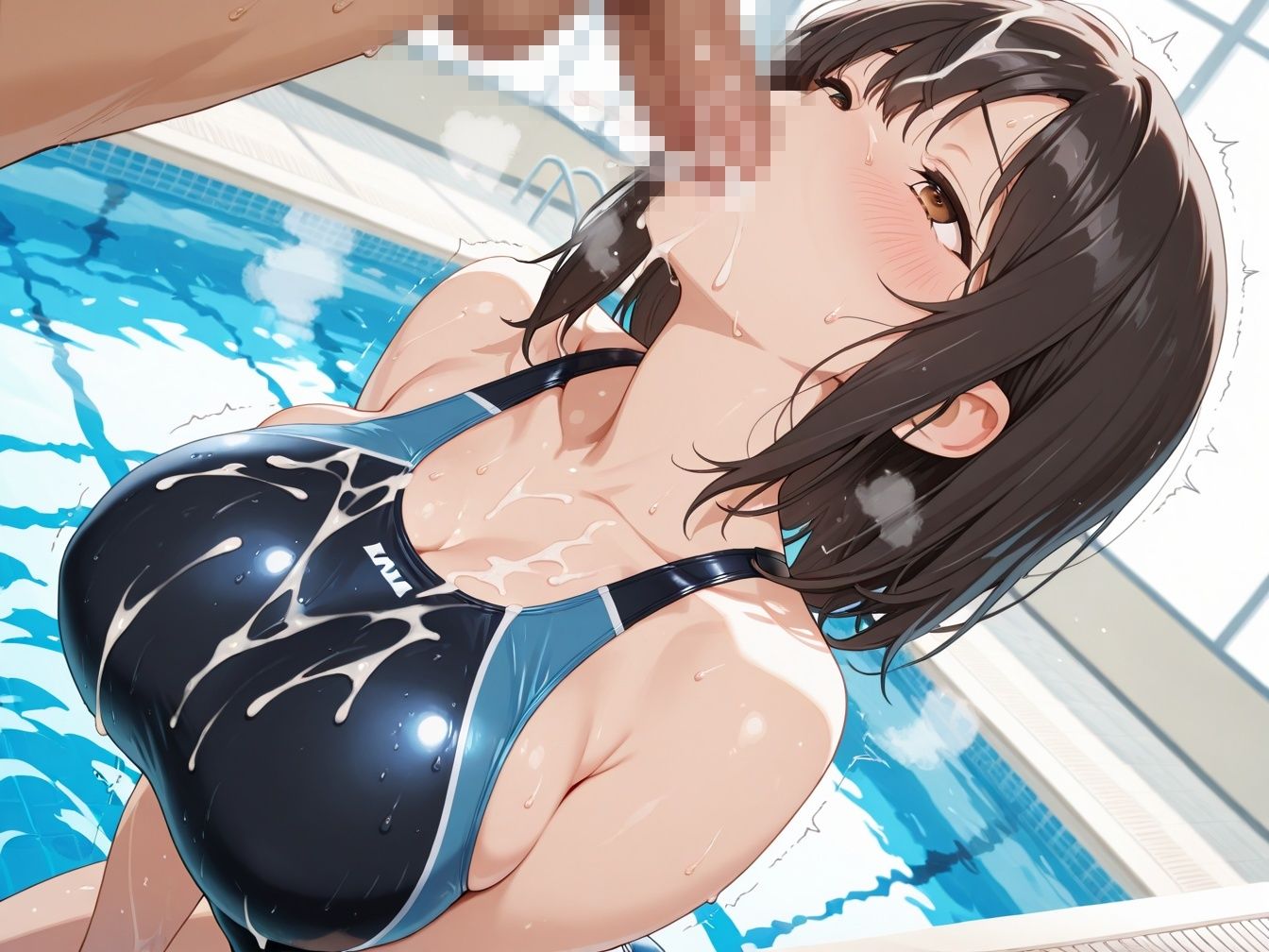 巨乳競泳水着女子とドキドキエッチ - サンプル画像 3