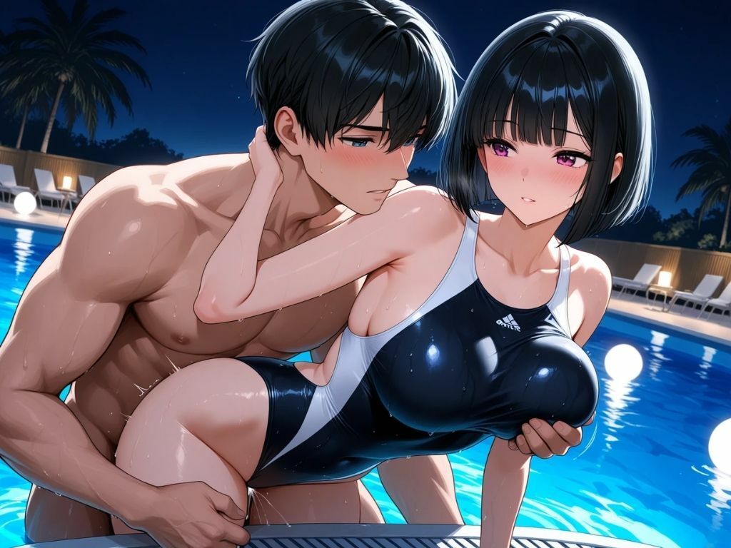 競泳水着の美女で、ひとぬきっ - サンプル画像 1