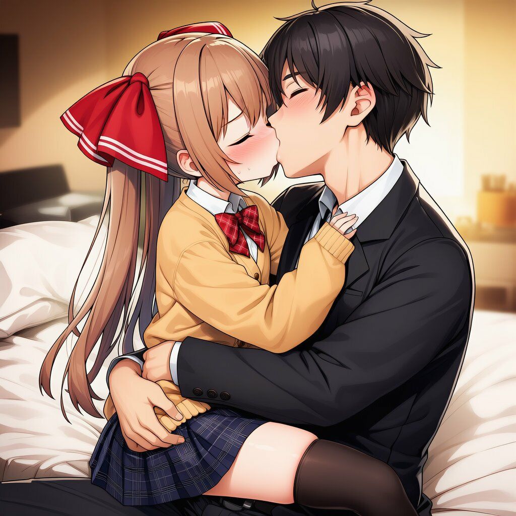 ツインテかわいい子と甘々いちゃラブ！制服・旧スク水・全裸で溶け合うCG集 - サンプル画像 1