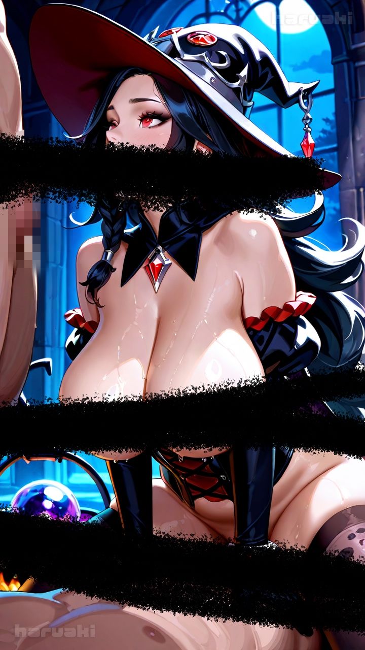 【AIアニメ巨乳美女写真集】Vol.11黒髪魔女のわがままおっぱい生活 - サンプル画像 3