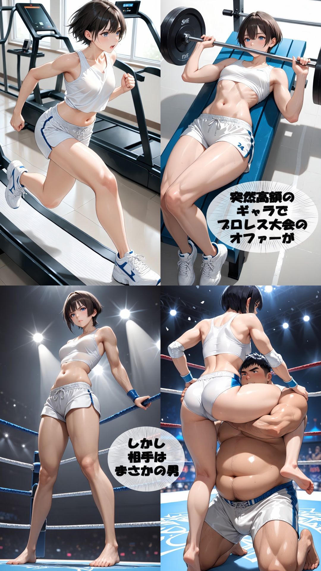 【スマホアニメ動画36分】人妻Sayaの変態日記/ママさんプロレス/敗北で鬼畜罰ゲーム編 - サンプル画像 2