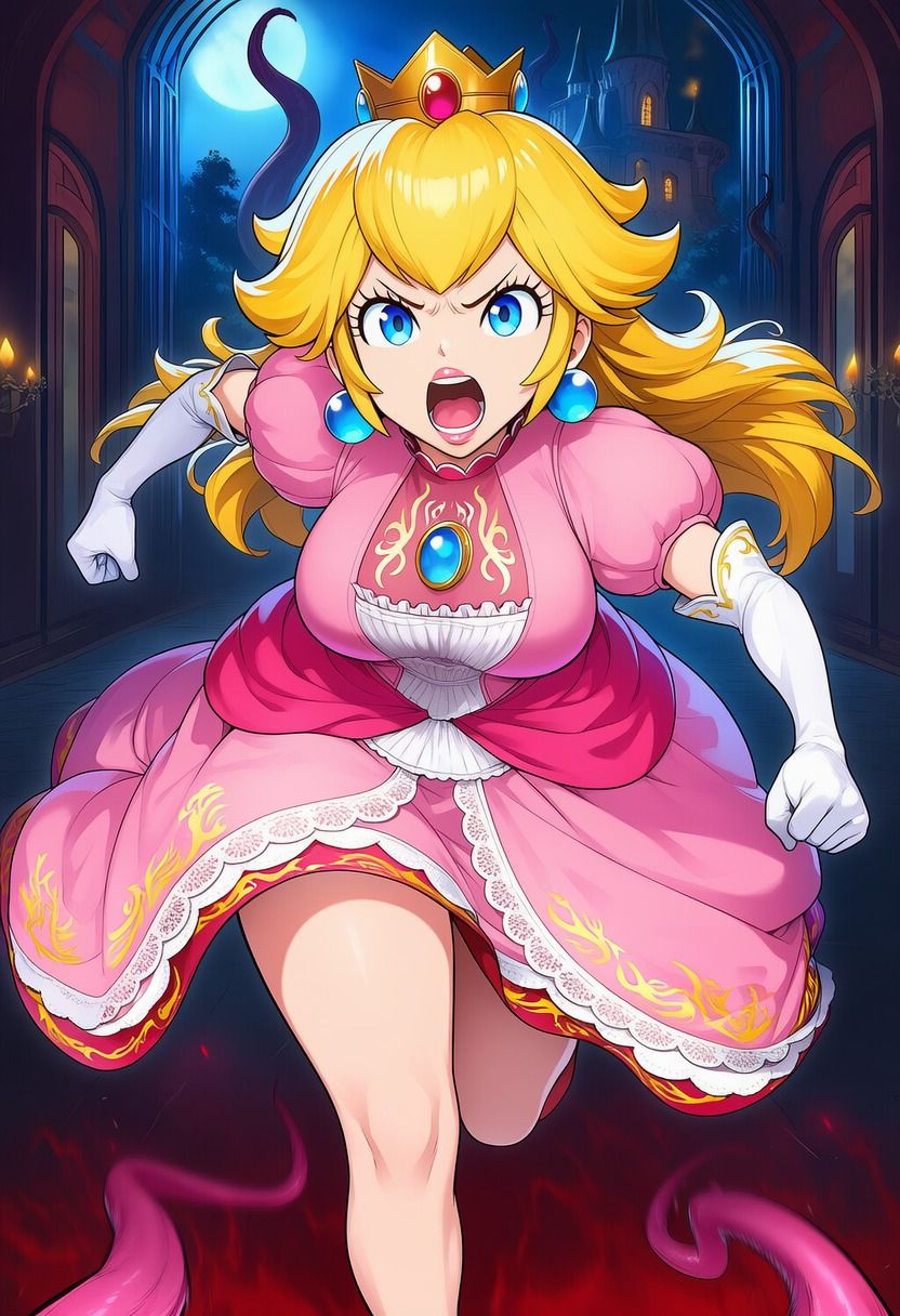 ピーチ vs ぬるぬる触手 - サンプル画像 3