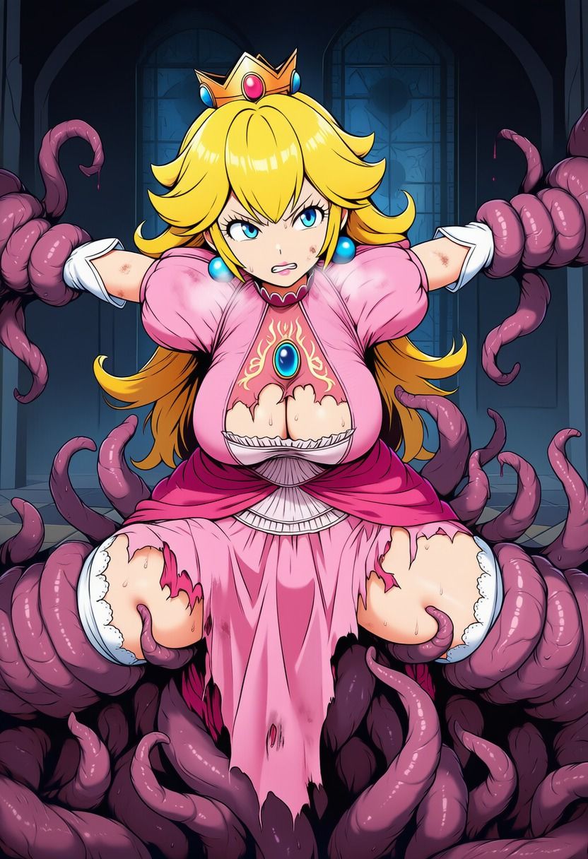 ピーチ vs ぬるぬる触手 - サンプル画像 4