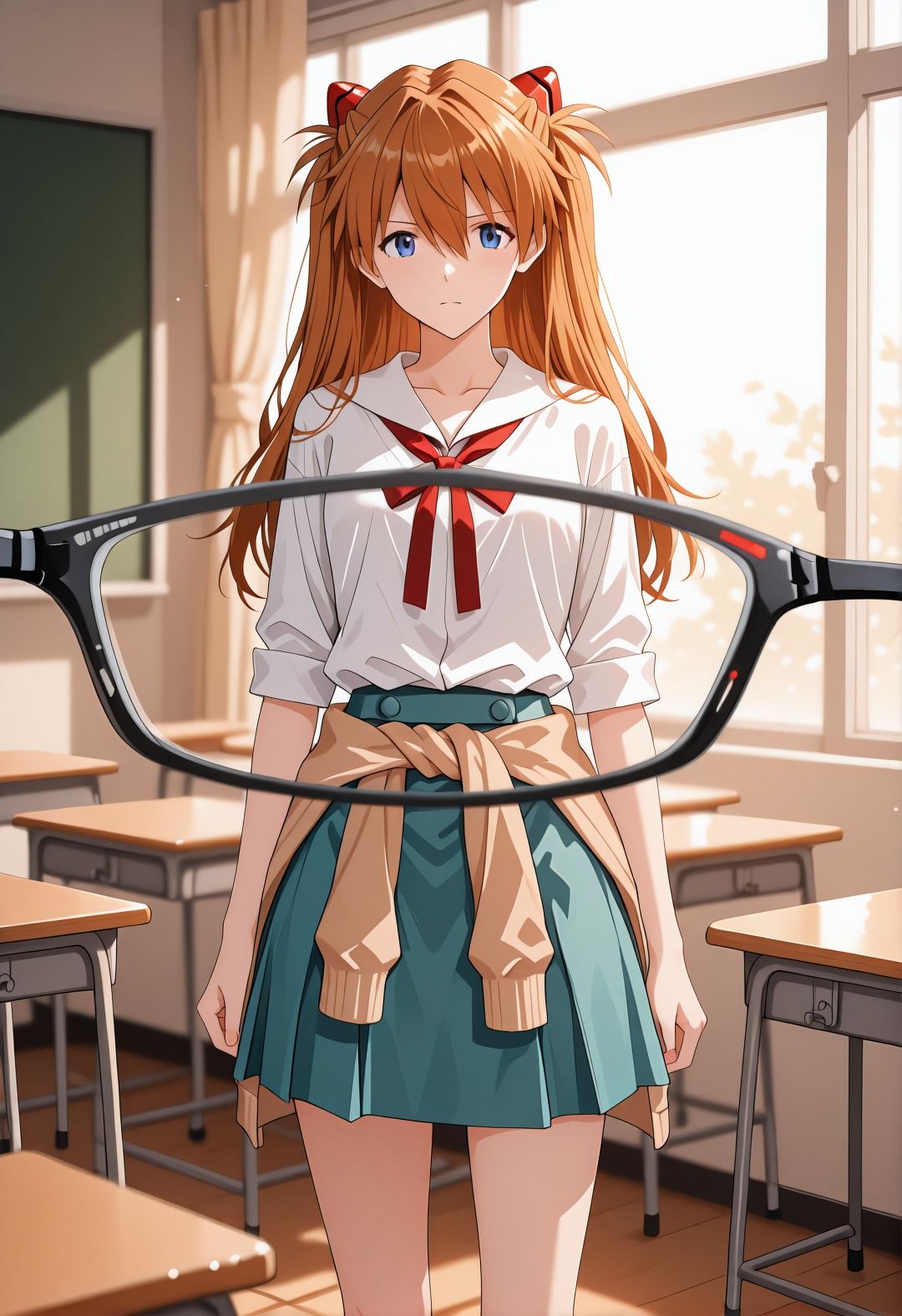 エヴ◯ンゲリオンア◯カ催●学校プール露出凌●パロディ 制服脱衣と水着野外セックス満載CG集 - サンプル画像 2