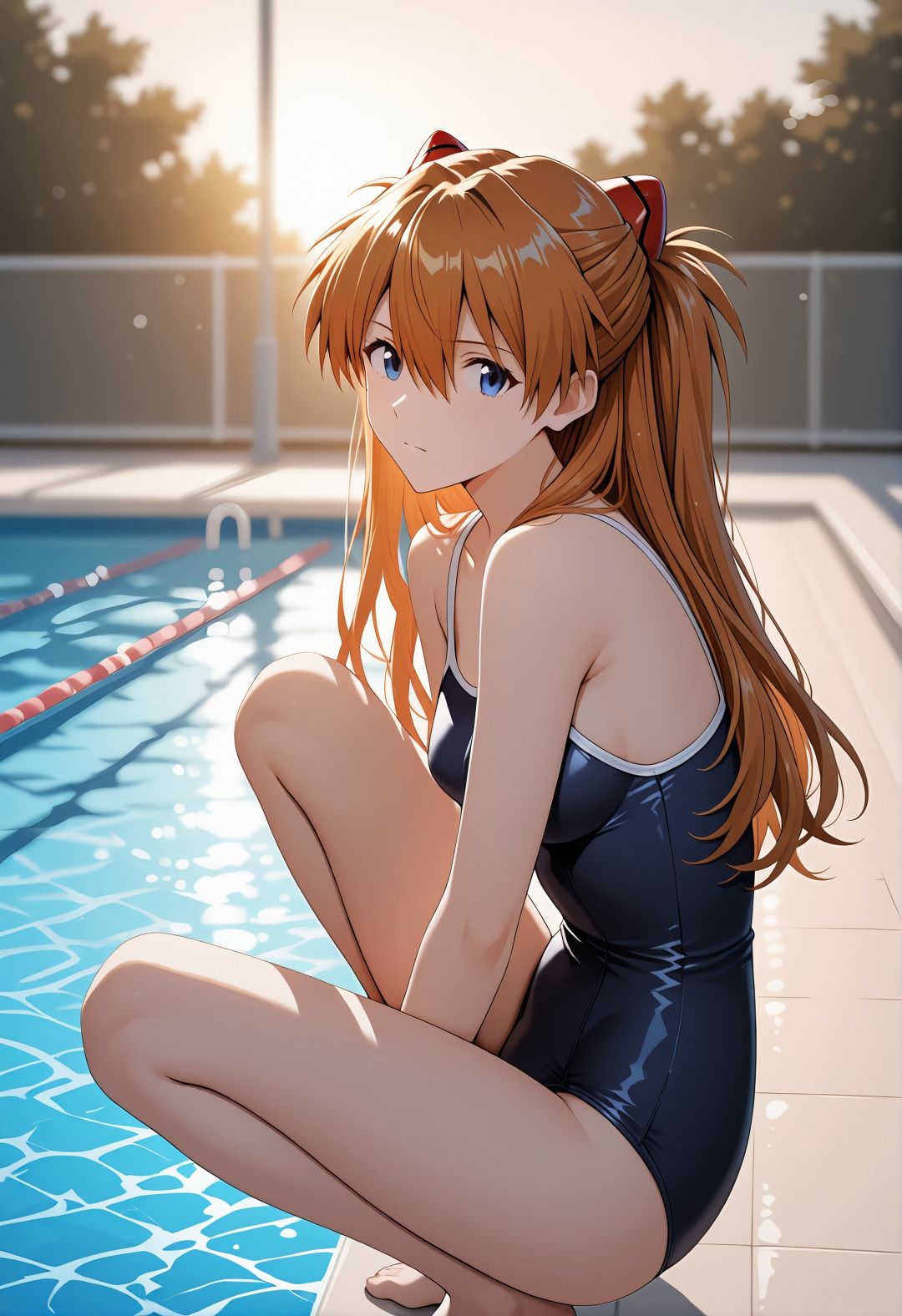 エヴ◯ンゲリオンア◯カ催●学校プール露出凌●パロディ 制服脱衣と水着野外セックス満載CG集 - サンプル画像 7