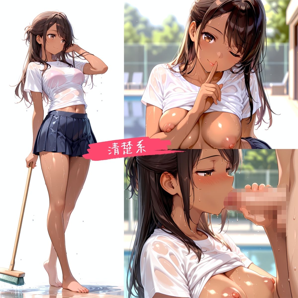 プール清掃する水泳部とハメまくる！ - サンプル画像 3