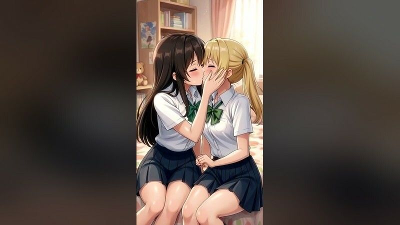 【4Kフルモーション】制服百合少女の濃厚ディープキス〜密着こすりあいでイッちゃう3分フルアニメ〜【フルボイス】 - サンプル画像 1