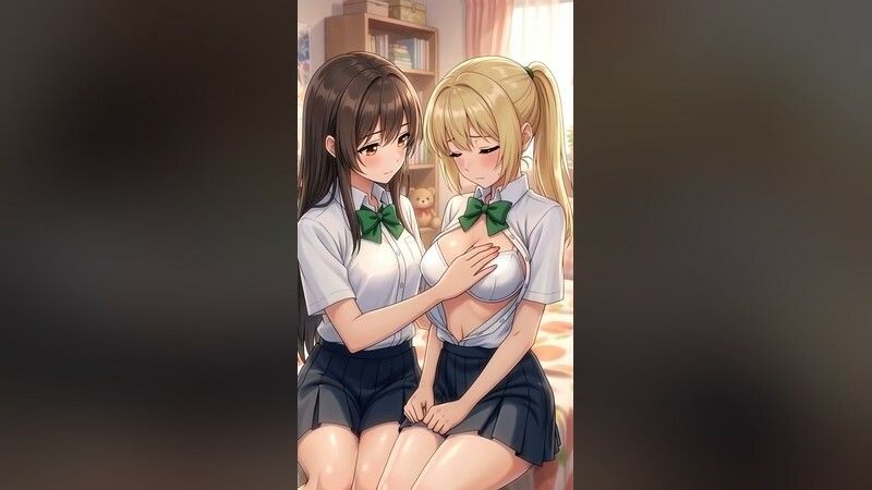 【4Kフルモーション】制服百合少女の濃厚ディープキス〜密着こすりあいでイッちゃう3分フルアニメ〜【フルボイス】 - サンプル画像 2
