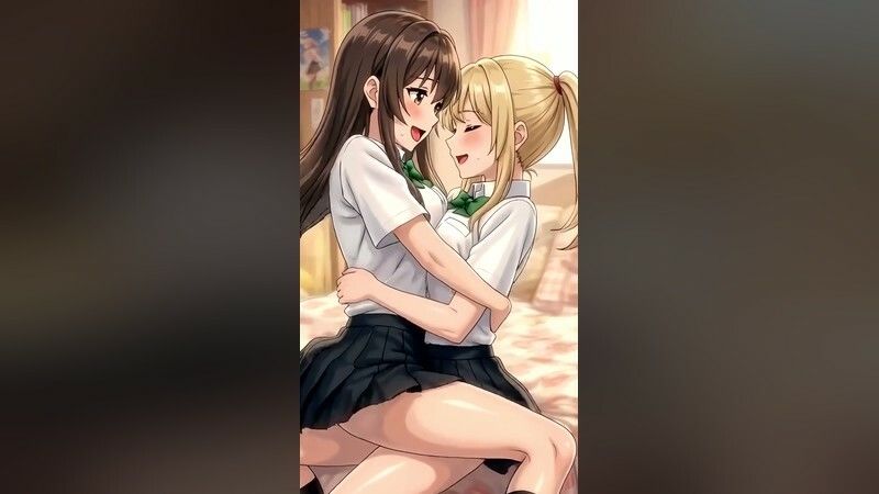 【4Kフルモーション】制服百合少女の濃厚ディープキス〜密着こすりあいでイッちゃう3分フルアニメ〜【フルボイス】 - サンプル画像 4
