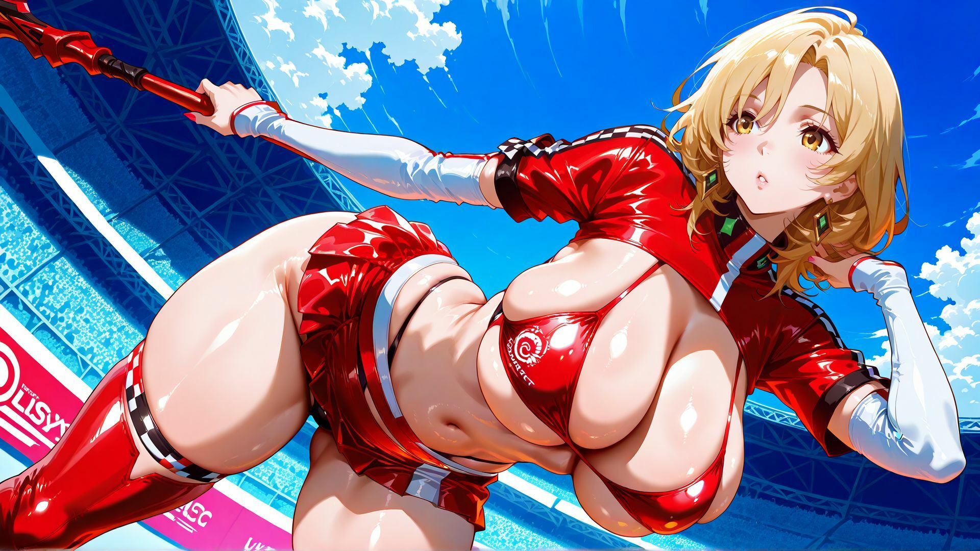 【4K】爆乳レースクイーン3人をいいなり性教育 - サンプル画像 1