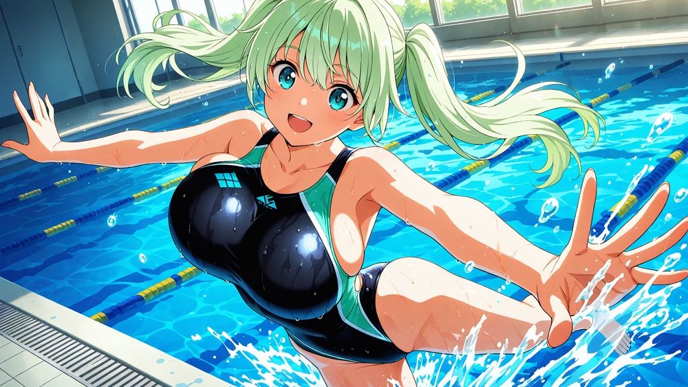 【4K】爆乳ツインカラー水泳部が合宿で媚薬漬け！指導者と濡れ交尾 - サンプル画像 2