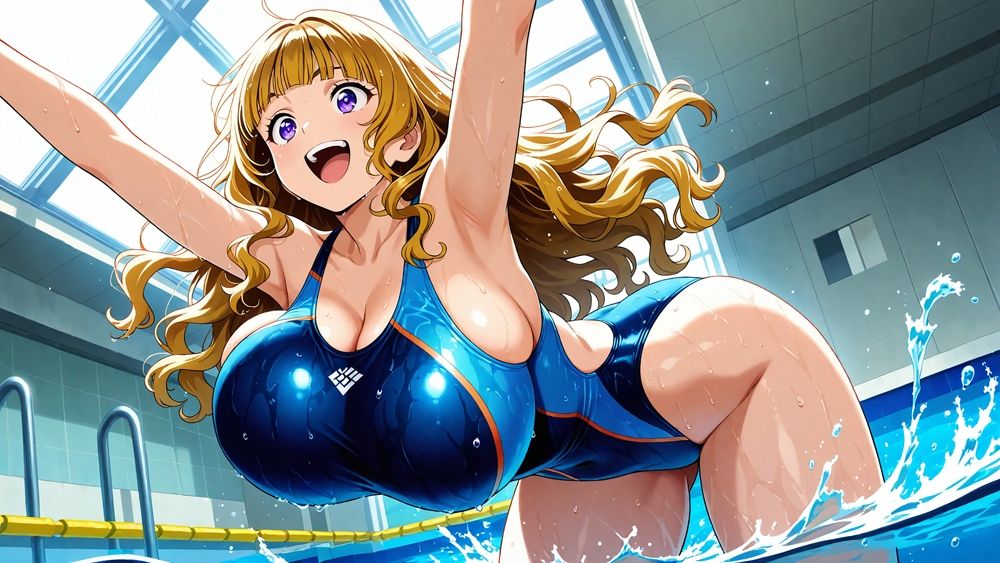 【4K】爆乳ツインカラー水泳部が合宿で媚薬漬け！指導者と濡れ交尾 - サンプル画像 3