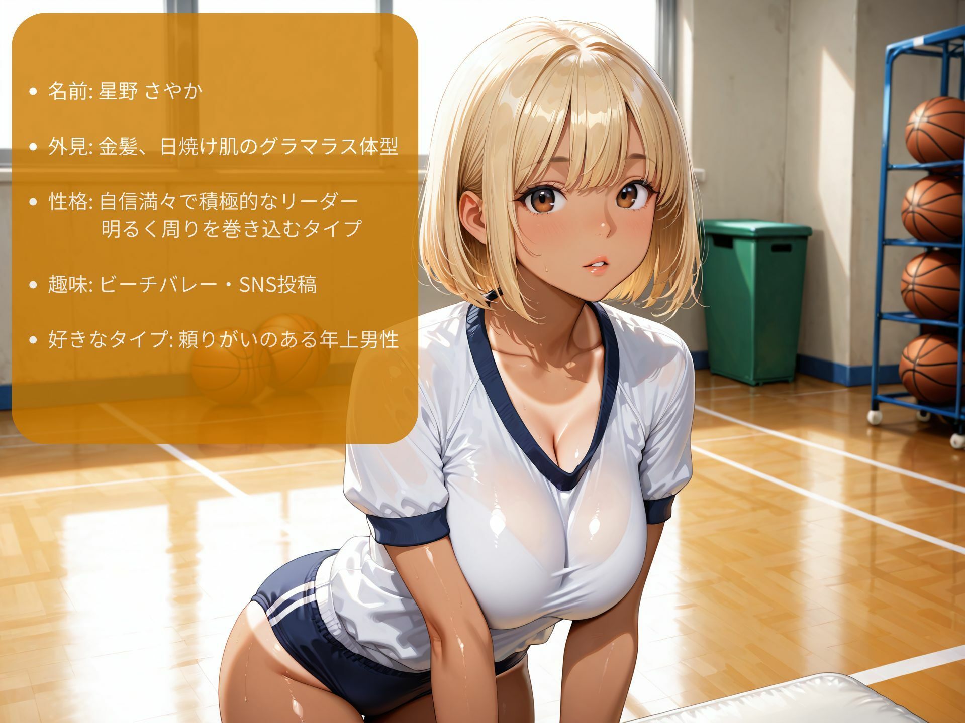 日焼け運動部の巨乳JKと汗だくセックス - サンプル画像 1