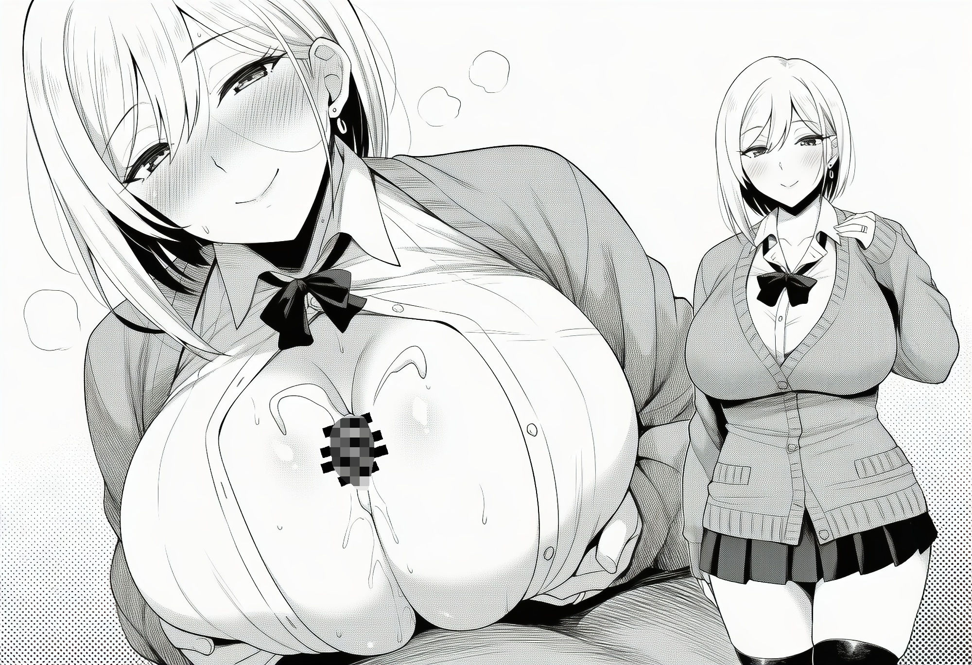 パイズリ線画集〜白黒乳戯〜 - サンプル画像 1
