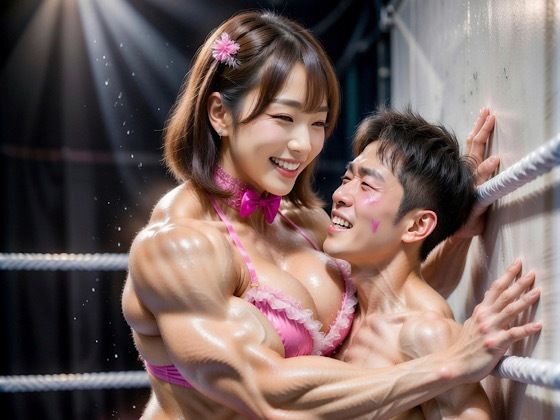 笑顔のまま男を圧倒する最強女子レスラー