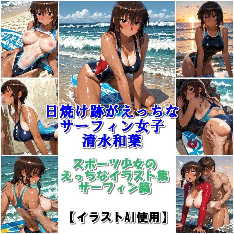 スポーツ女子セクシーイラスト集『日焼け跡がえっちなサーフィン女子清水和葉』 - サンプル画像 10