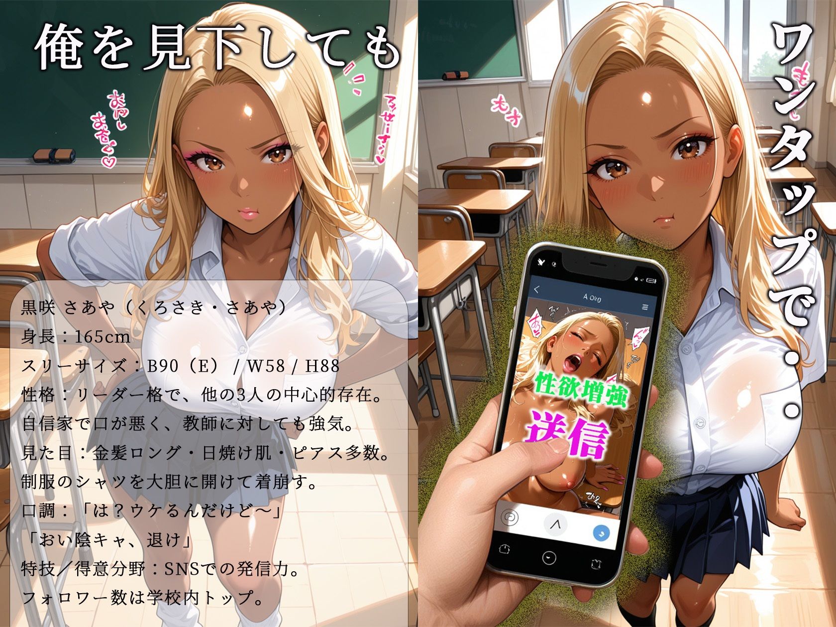 黒ギャルだけに効く性欲増量アプリでムカつく奴らを分からせまくった - サンプル画像 1