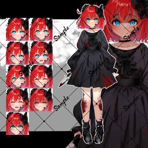 立ち絵素材  赤髪の女の子 - サンプル画像 5