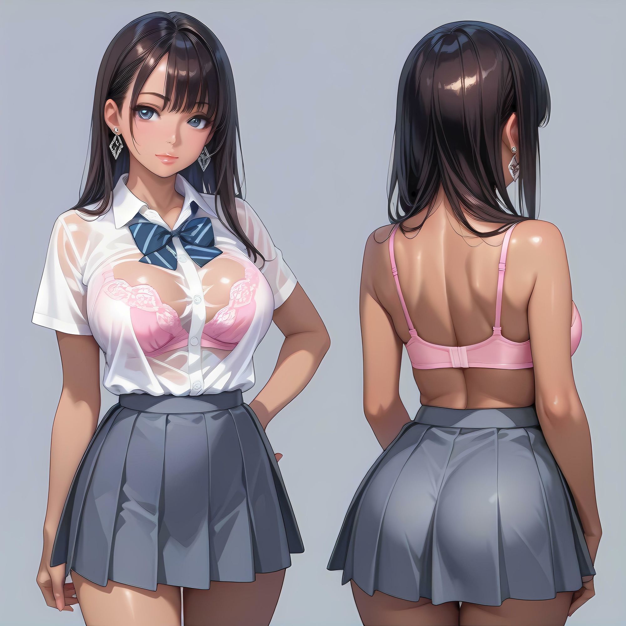 AIイラストフェティシズム『制服とブラ』 - サンプル画像 1