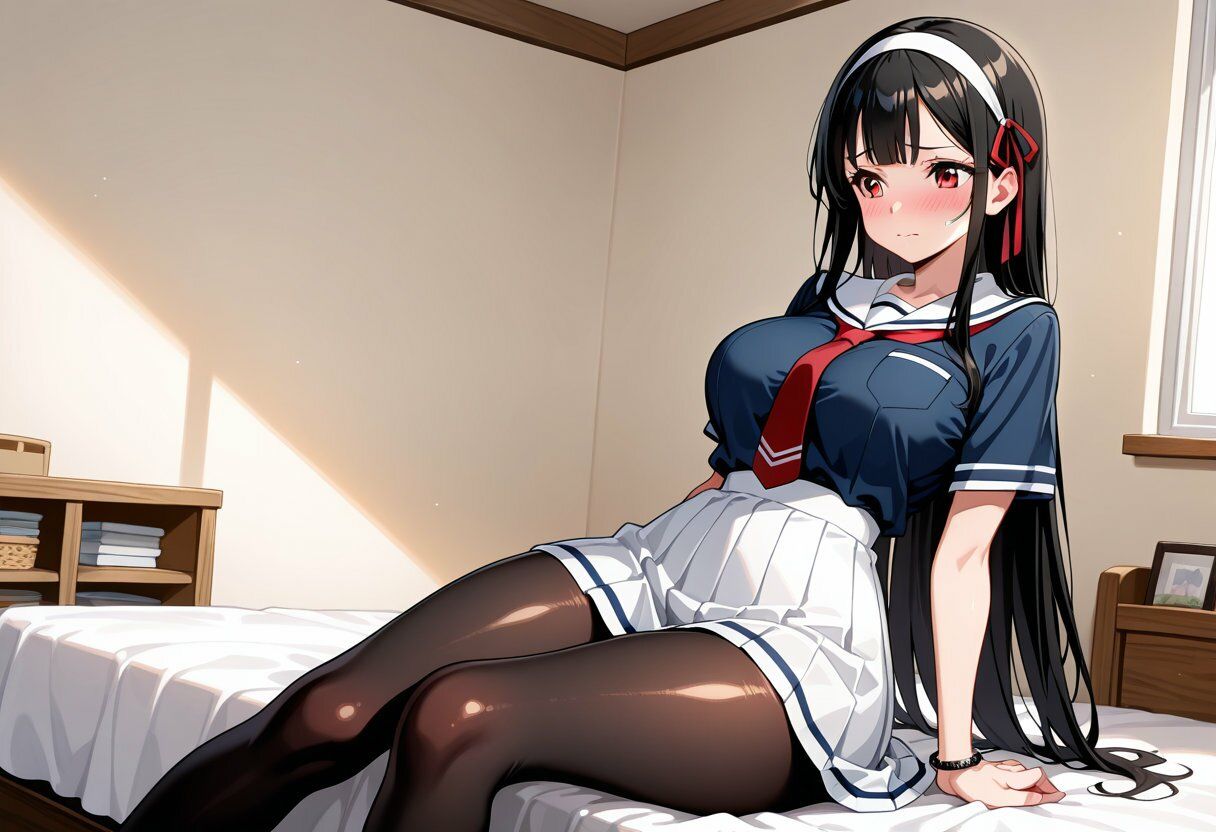 黒髪ロングのお姉さん、九条リオナは最後まで顔が赤い - サンプル画像 1