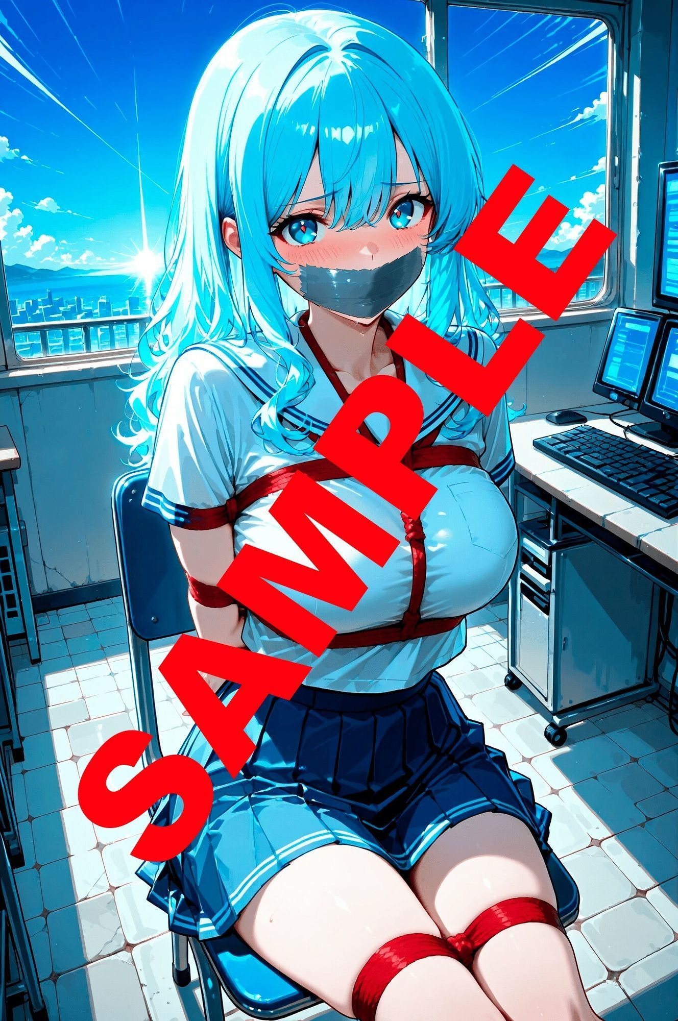 沈黙の学園生活 ― JKコスチュームが美しく縛られ羞恥に染まる眼差し - サンプル画像 2