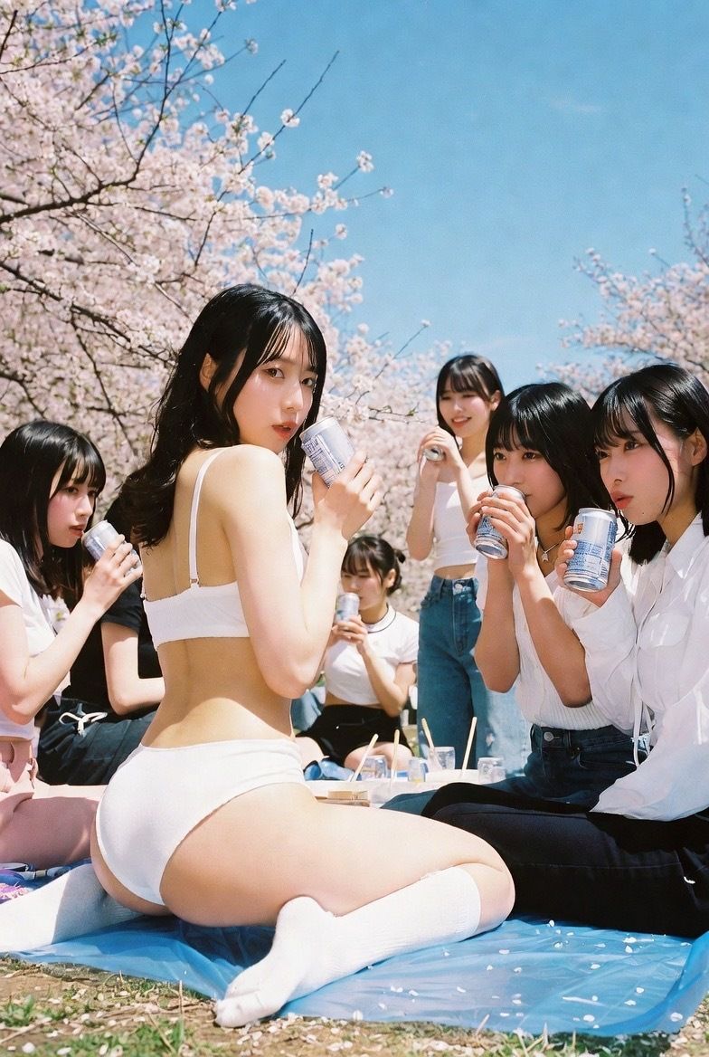 NAI-002 公園お花見美脚覗き 〜AI美女の無防備な脚線美と桜の下で〜 - サンプル画像 2