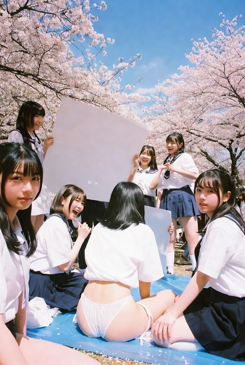 NAI-002 公園お花見美脚覗き 〜AI美女の無防備な脚線美と桜の下で〜 - サンプル画像 4