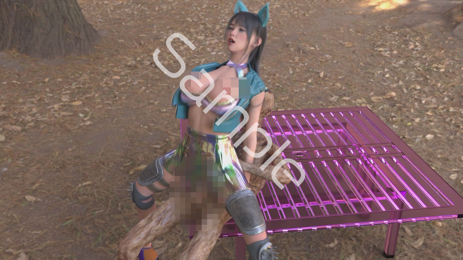 【△100】沙耶が主人公のMMORPG『編隊コレクション:Re』ゲーム動画（Vol.27:ゾンビの集団によるレ○プ被害に遭ってしまう:「背面騎乗位」でおっぱい丸出し） - サンプル画像 1