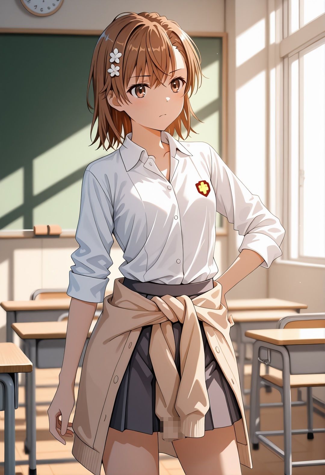 美〇が学校でエロい目に遭う超〇磁砲パロディ 制服・スク水・緊縛中出し - サンプル画像 1