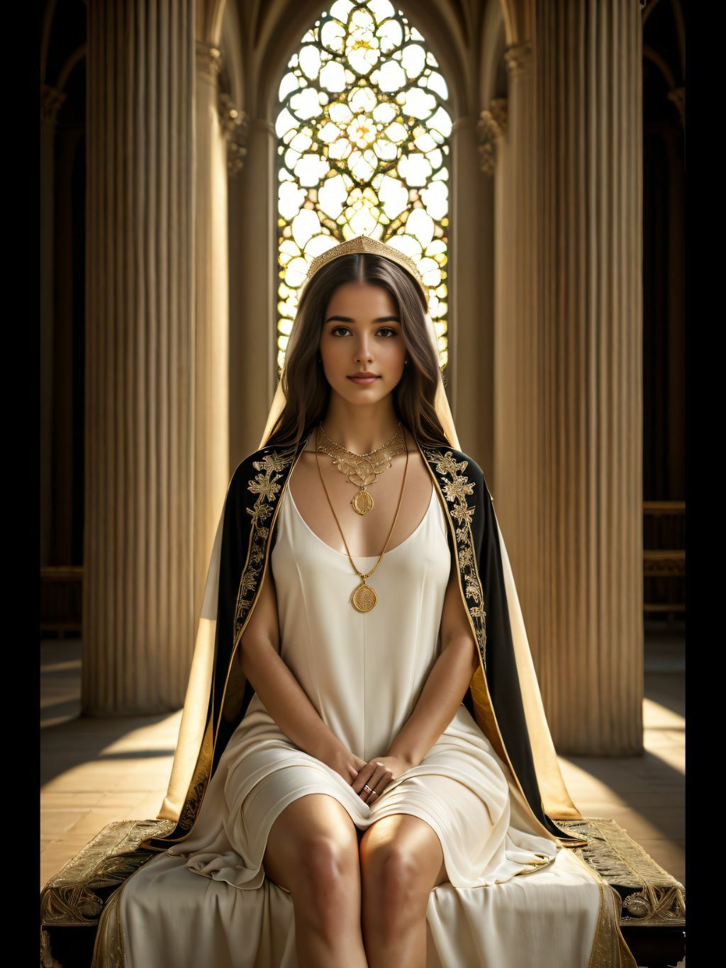 Lumina Ascend ？ Golden Silhouette Vol.01 神聖なる黄金の女神ポートレート集（高品質AIアート） - サンプル画像 1