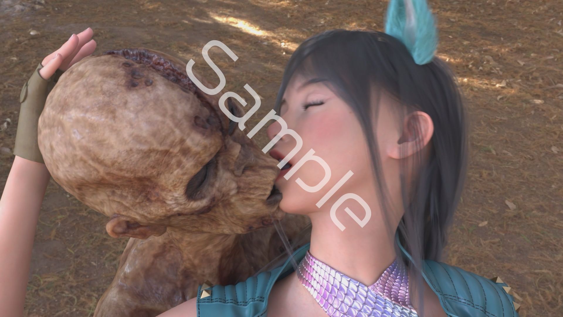 【△100】沙耶が主人公のMMORPG『編隊コレクション:Re』ゲーム動画（Vol.29:ゾンビの集団によるレ○プ被害に遭ってしまう:「無理キス★背面立位挿入」でおっぱいモミモミ） - サンプル画像 2