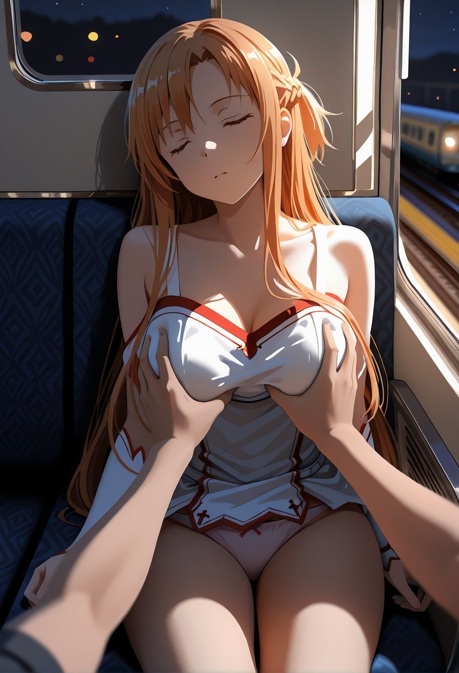 S〇Oア〇ナ電車痴●悶絶！巨乳美少女が連続絶頂イキ狂う170枚CG集 - サンプル画像 3