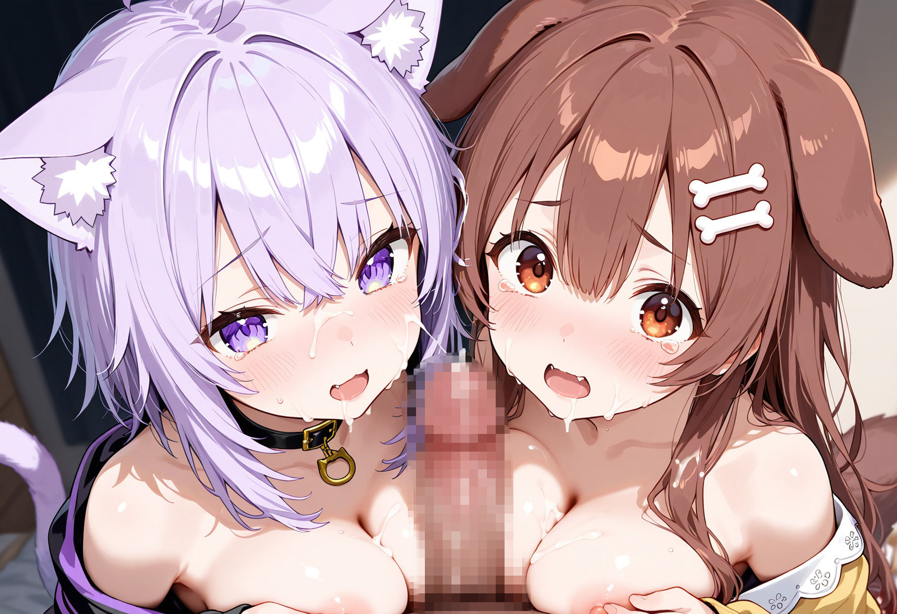 猫又おかゆ、戌神ころねを調教エッチ【CG集＋動画】 - サンプル画像 1