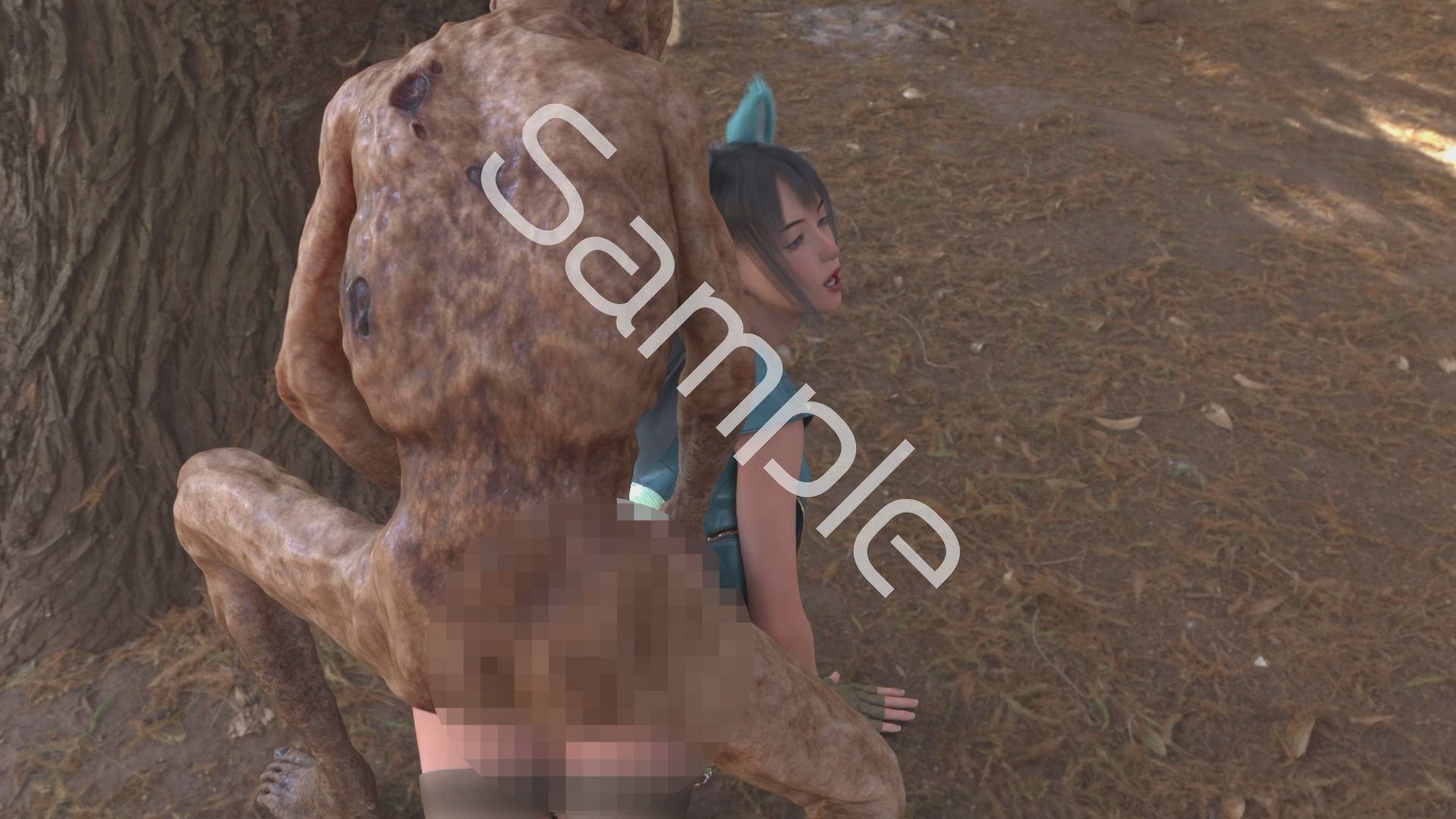 【△100】沙耶が主人公のMMORPG『編隊コレクション:Re』ゲーム動画（Vol.31:ゾンビの集団によるレ○プ被害に遭ってしまう:「ワイルドなバック挿入」でおっぱい丸出し） - サンプル画像 1