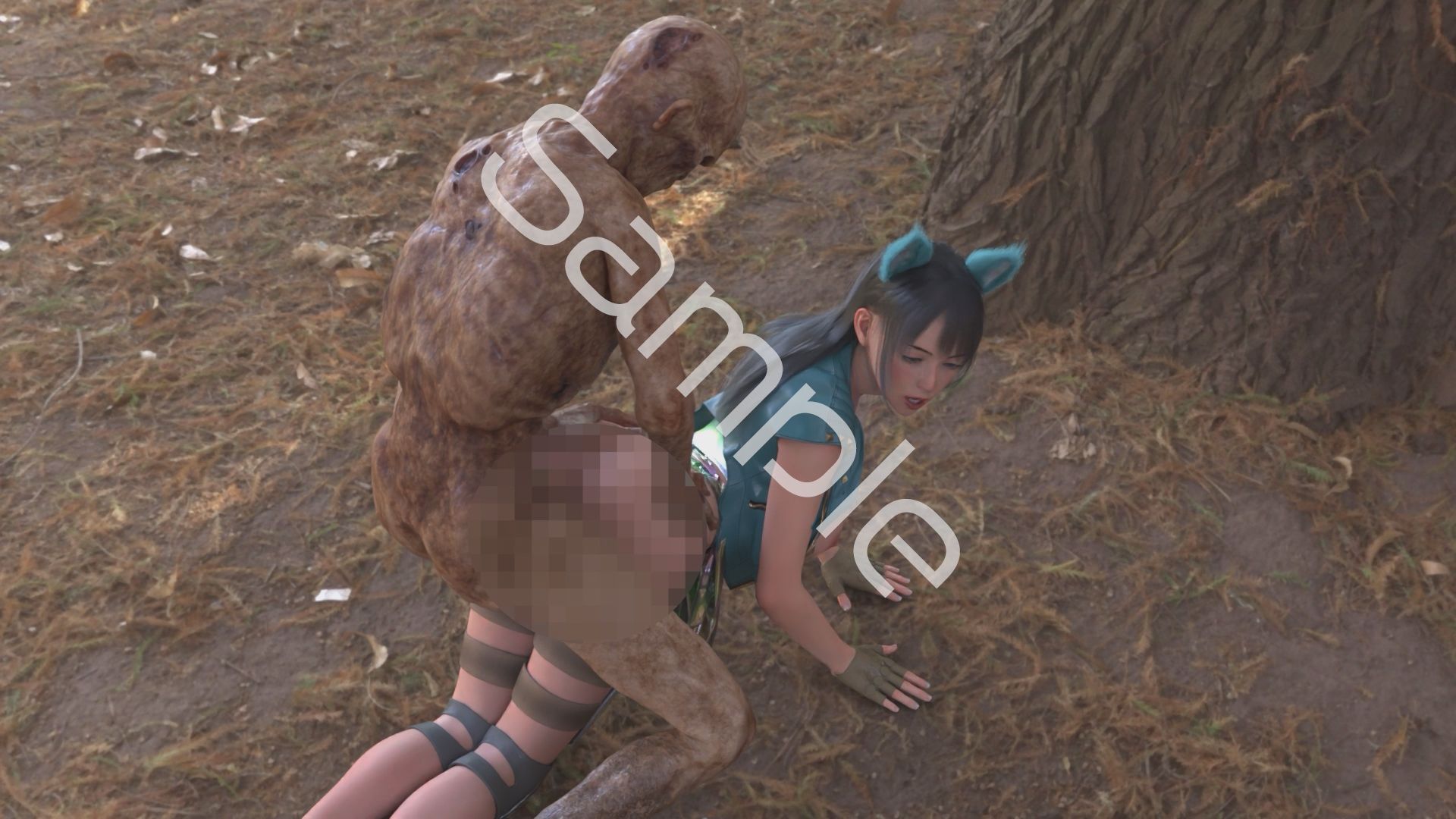 【△100】沙耶が主人公のMMORPG『編隊コレクション:Re』ゲーム動画（Vol.31:ゾンビの集団によるレ○プ被害に遭ってしまう:「ワイルドなバック挿入」でおっぱい丸出し） - サンプル画像 3