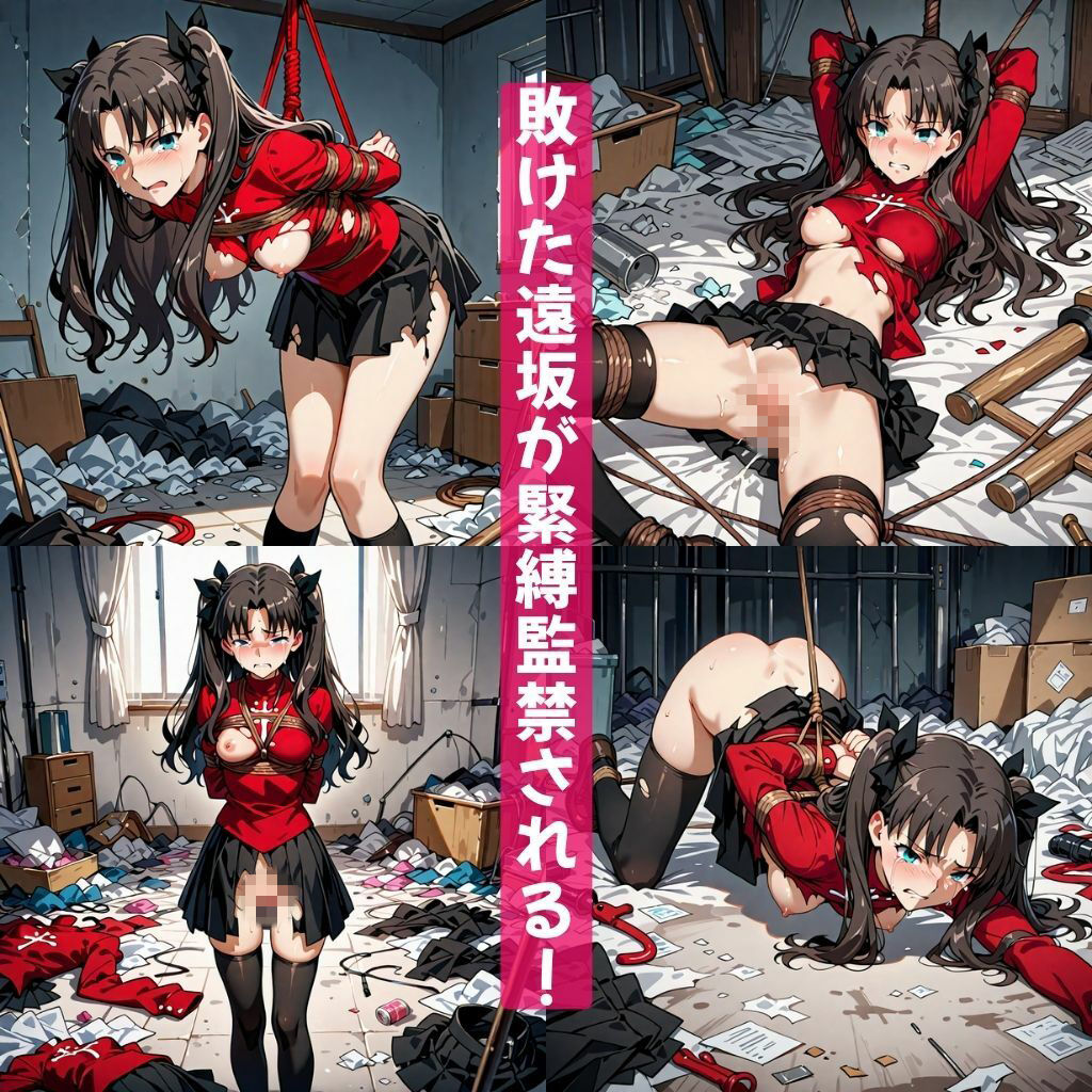 fa●e敗北ヒロインを緊縛！キモい親父が拘束調教泣いて感じてアヘ顔イキ狂い - サンプル画像 4