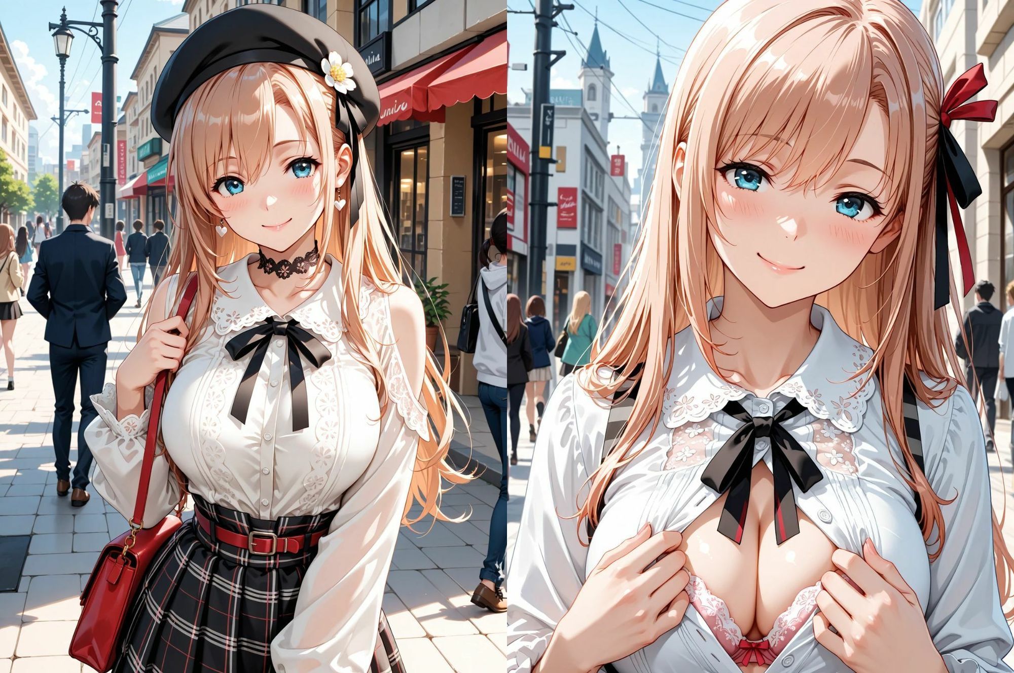見せたガール優菜との限界！露出デート（はーと） - サンプル画像 1