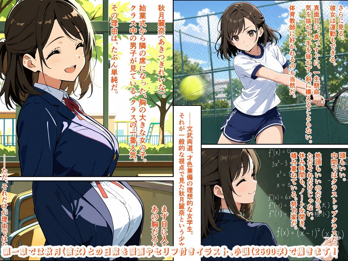 【どの娘とHする？】クラスで一番人気の美少女巨乳J〇・秋月麗奈の淫らな素顔を堪能するリアルSEXシミュレーション【1人目】 - サンプル画像 2